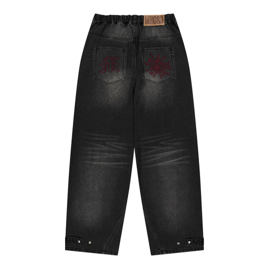 Mahagrid Solar Embroidered Denim Pant [Black]