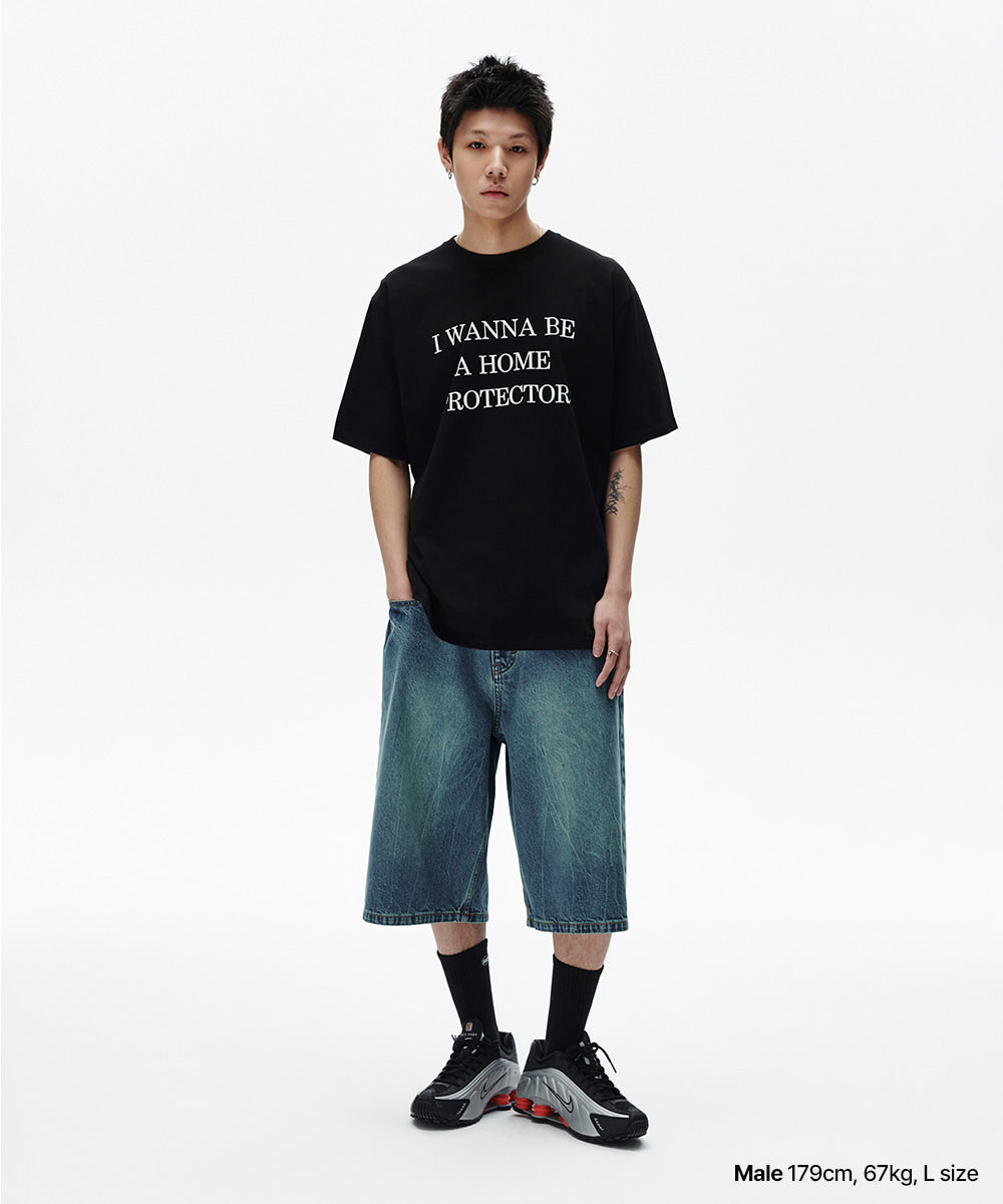 Mahagrid Mud Washing Denim Short