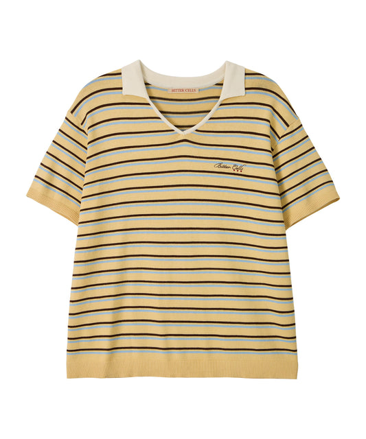 Bitter Cells Millie Stripe Collar Knit-Butter