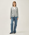 Marithé François Girbaud SMALL CLASSIC LOGO V-NECK KNIT CARDIGAN vintage blue