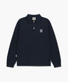 Marithé François Girbaud CREST LOGO JERSEY POLO LONG SLEEVE Light Heather Gray