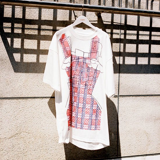 Nice Ghost Club Mimichan Ffats Check Ribbon Big Big Tee [White]