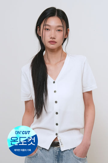 General Idea WOMAN Temperature Cut Cool Essential Half Cardigan [WHITE]