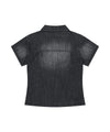 Mahagrid Denim Stud Half Shirt [Black]