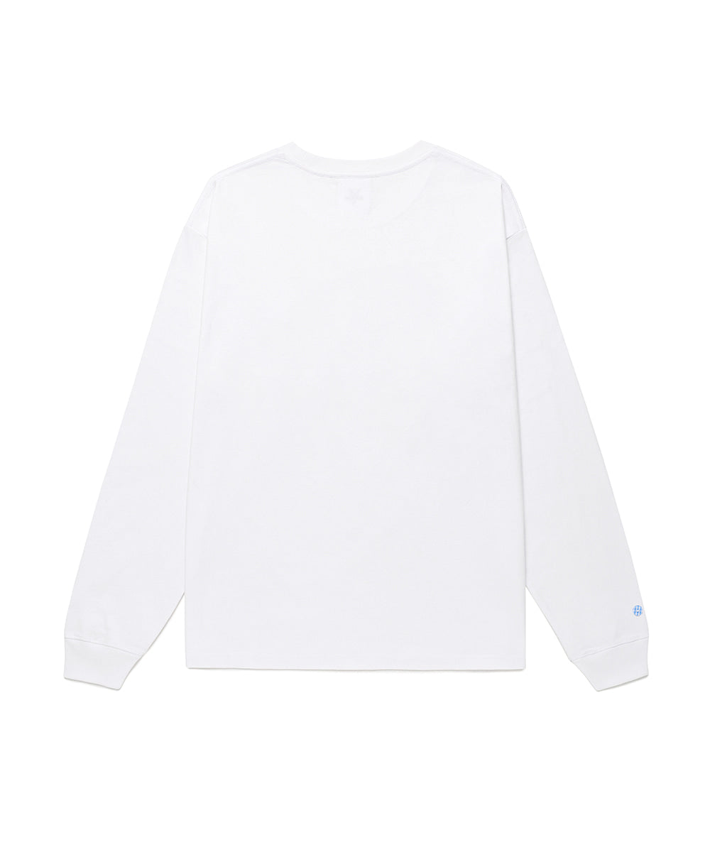 Cavish Twin Star Check Applique Long Sleeve Tee in White
