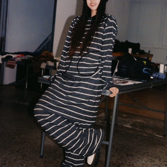 Nice Ghost Club Stripe Sleeveless Hoodie [Charcoal]