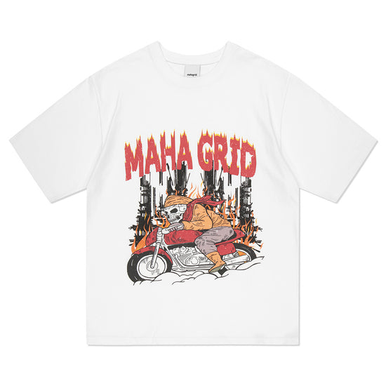 Mahagrid Skeleton Biker Tee White