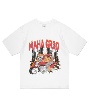Mahagrid Skeleton Biker Tee White