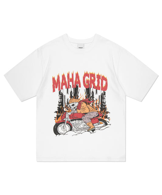 Mahagrid Skeleton Biker Tee White