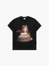 ADLV Chocolate Cake Girl Lettering Baby Face Short Sleeve T-Shirt