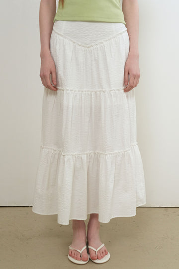 General Idea WOMAN Shirring Tiered Long Skirt