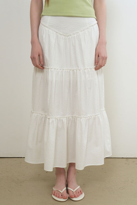 General Idea WOMAN Shirring Tiered Long Skirt
