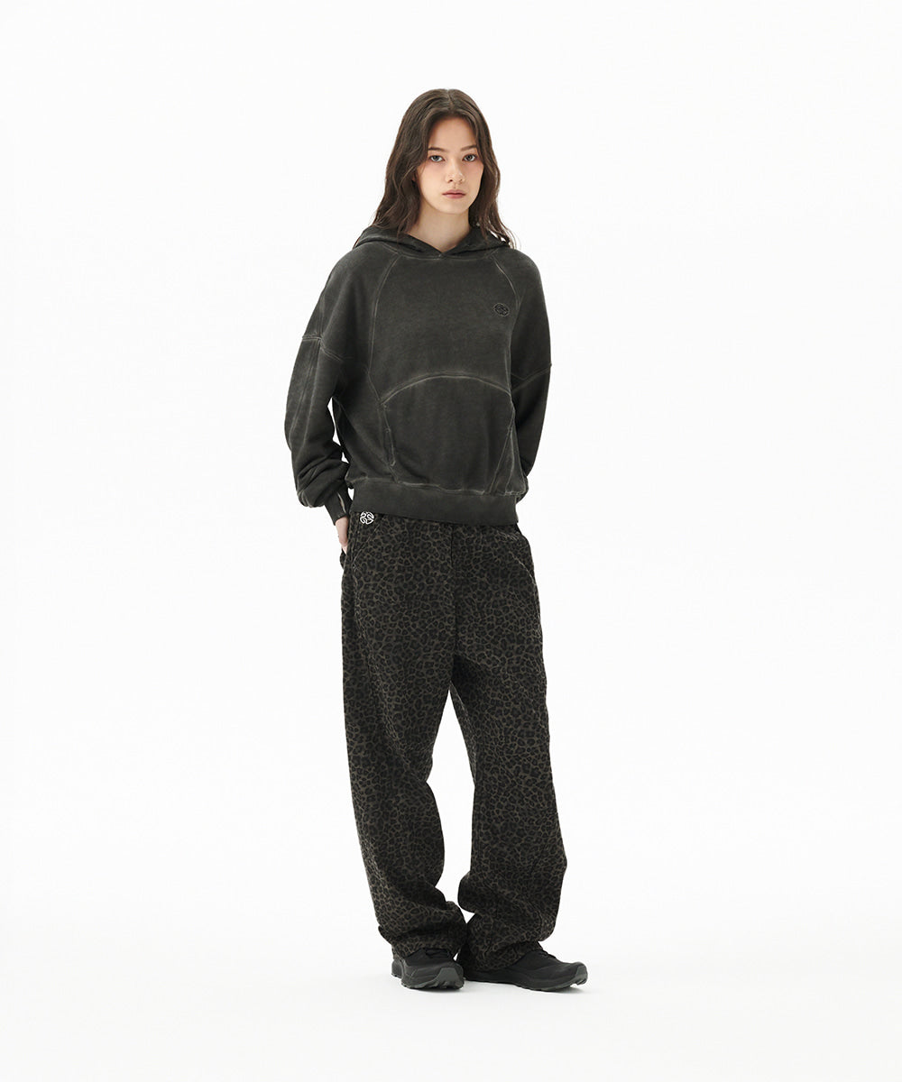 Mahagrid Dyed Curved Seam Crop Hoodie
