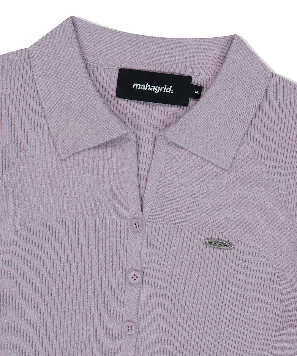 Mahagrid Button-Up Collar Knit