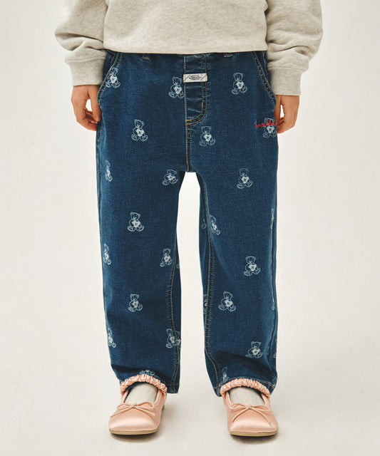 Marithé François Girbaud Kids Bear Printed Denim Pants