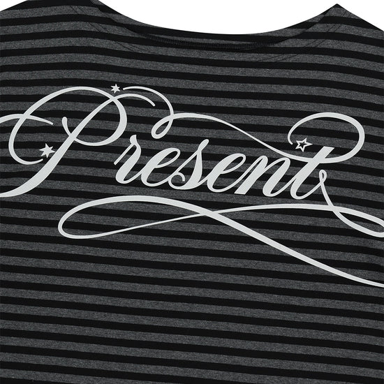 Mahagrid Stripe Present One Shoulder Long Sleeve Tee in Charcoal