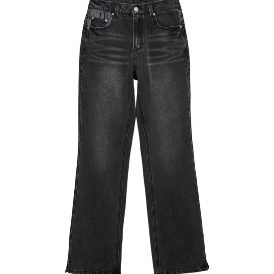 Bitter Cells Katie Slit Straight Denim Pants - Black
