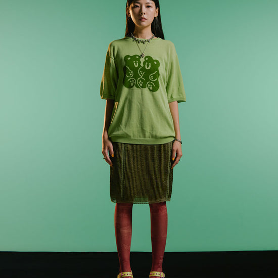 Nice Ghost Club Gummy Bear Summer Knit Half T-Shirt