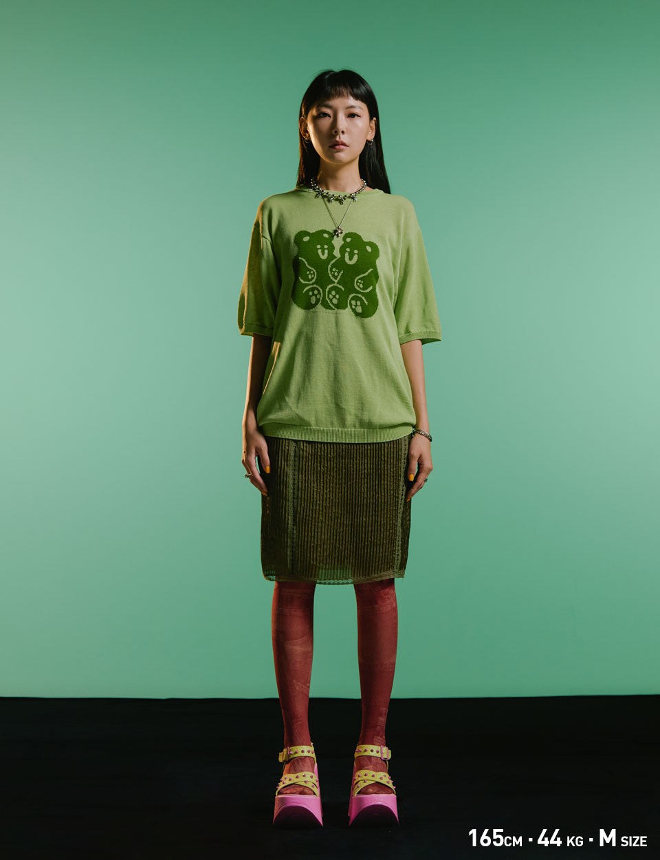 Nice Ghost Club Gummy Bear Summer Knit Half T-Shirt
