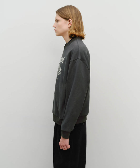 Marithé François Girbaud Winery Applique Logo Overfit Sweatshirt Charcoal