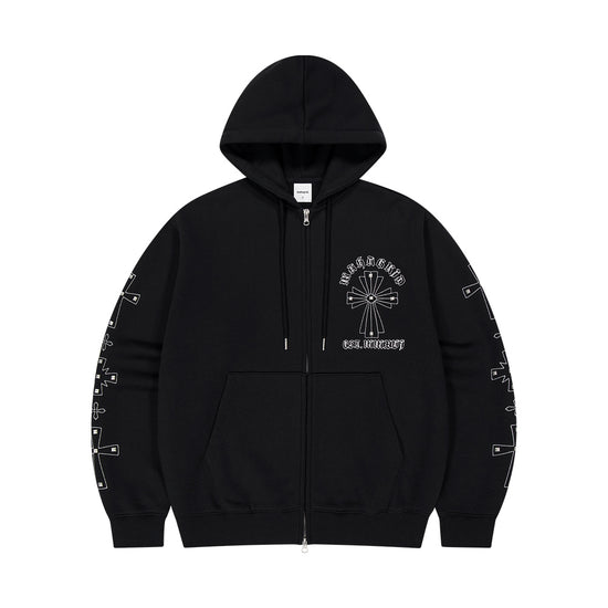 Mahagrid Cross Stud Hood Zip Up