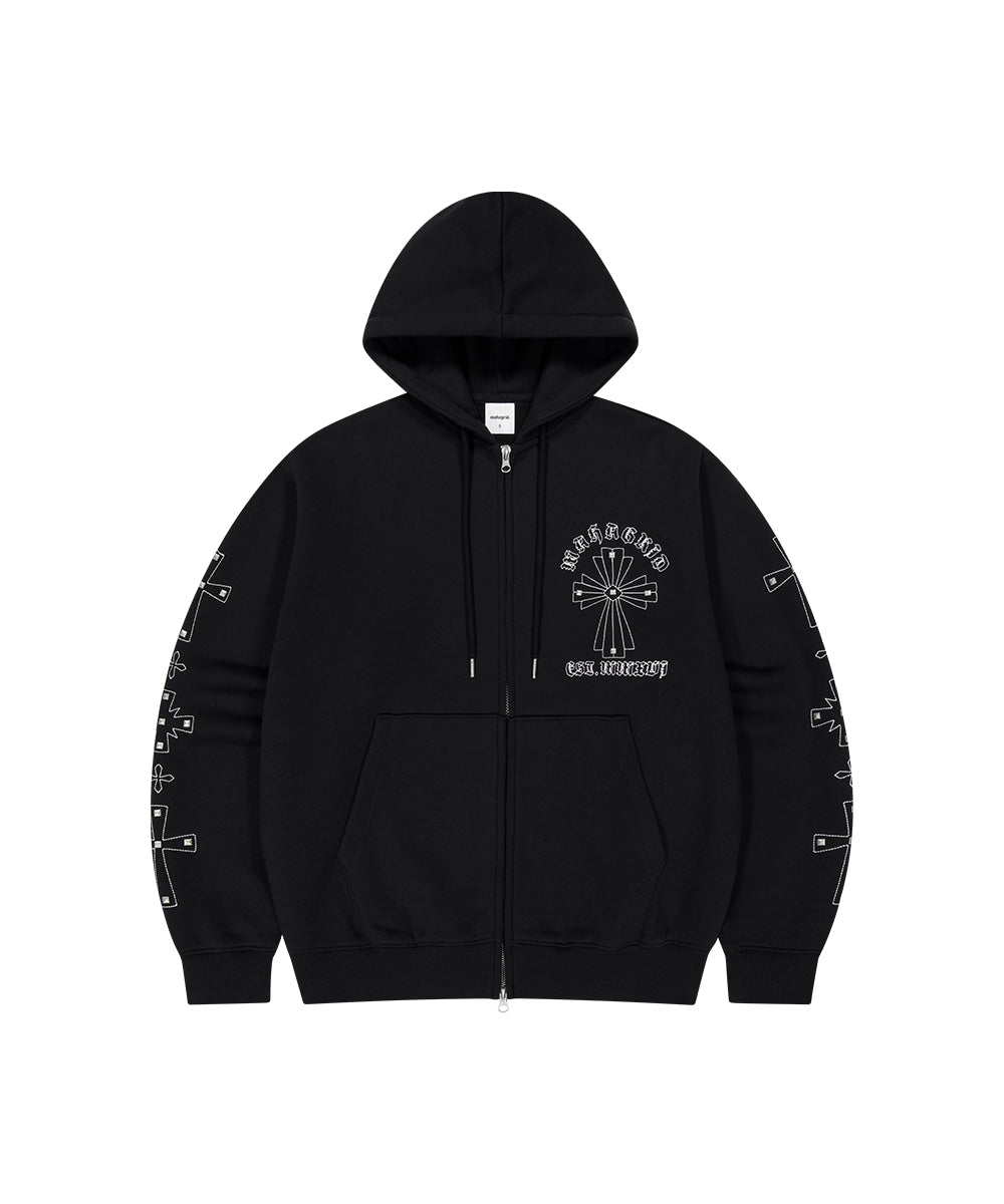 Mahagrid Cross Stud Hood Zip Up
