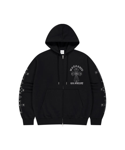 Mahagrid Cross Stud Hood Zip Up