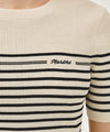 Marithé François Girbaud W RUFFLE POINT STRIPE HALF KNIT PULLOVER black