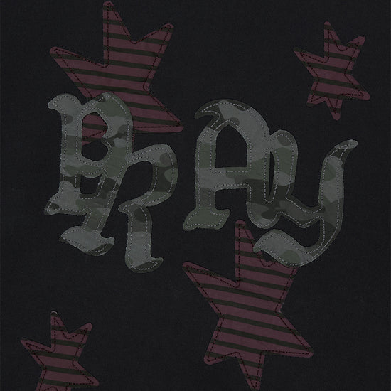 Mahagrid PRAY APPLIQUE CROP ZIP UP HOODIE