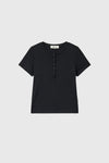 General Idea WOMAN Punching Ribbed Henley Neck T-Shirt