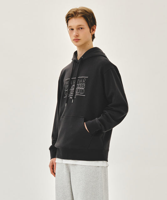 Marithé François Girbaud CLASSIC LOGO APPLIQUE MIX HOODIE charcoal