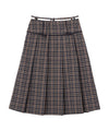 Bitter Cells Rhythm Check Pleats Skirt-Navy
