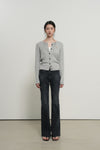 General Idea WOMAN GNRL Signature Superfine Wool Cable Cardigan [Light Grey]