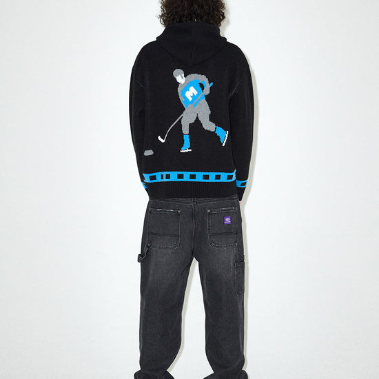 Mahagrid Hockey Knit Zip-Up Hoodie