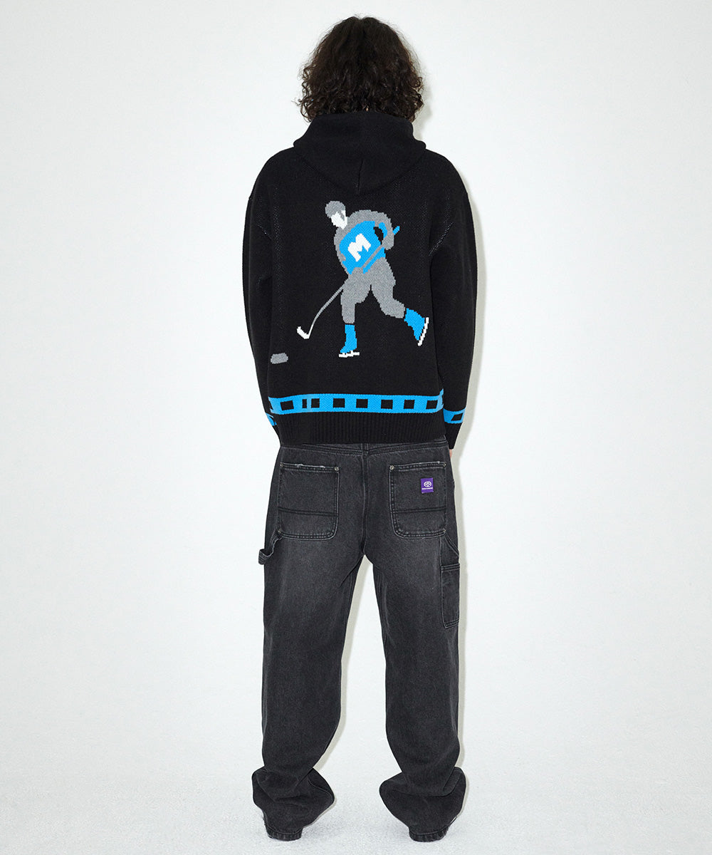 Mahagrid Hockey Knit Zip-Up Hoodie