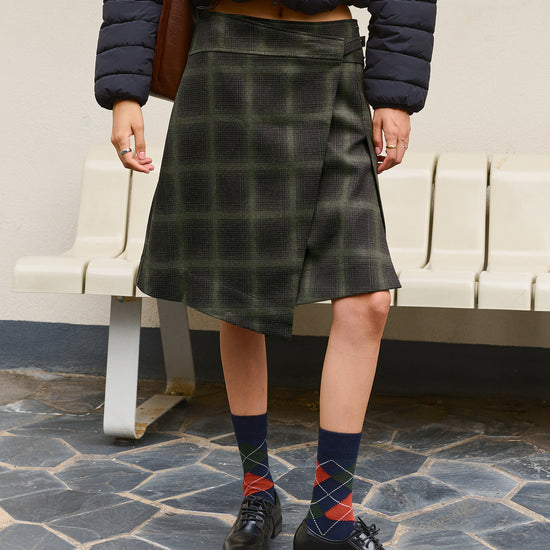 Bitter Cells Jane Check Wrap Skirt