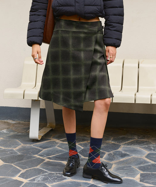 Bitter Cells Jane Check Wrap Skirt