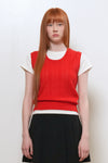 General Idea WOMAN Scallop Scarsty Knit Vest [RED]