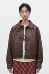 General Idea WOMAN Vintage Wash Faux Leather Blouson [BRICK]