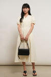 General Idea Woman Stripe V-Neck Puff Long Dress