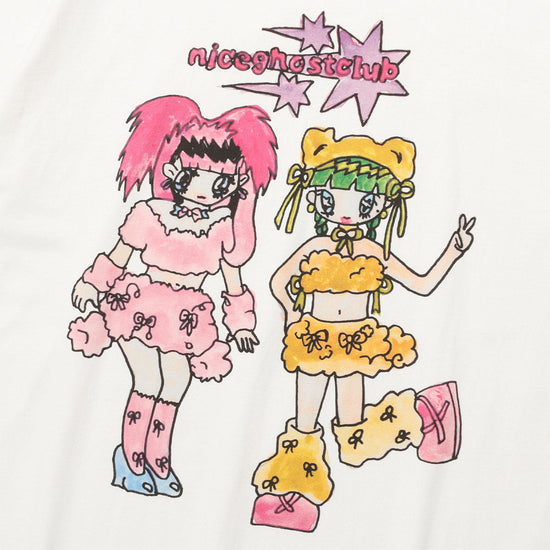 Nice Ghost Club Soul Pussy Cat Ghost Soul Girl Rabbit & Bear Big Big Tee White