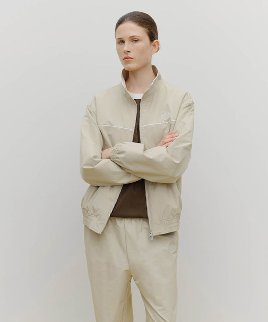 Marithé François Girbaud Marithé Sport Nylon Track Zip-Up Jacket Beige