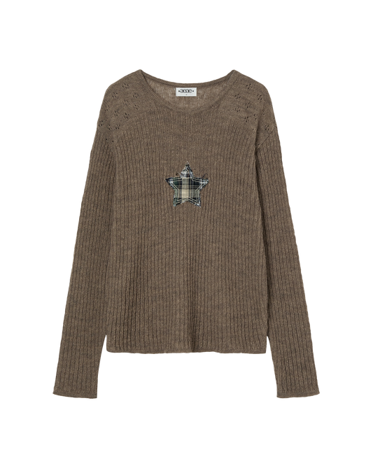 AEAE Sheer Applique Knit in Brown