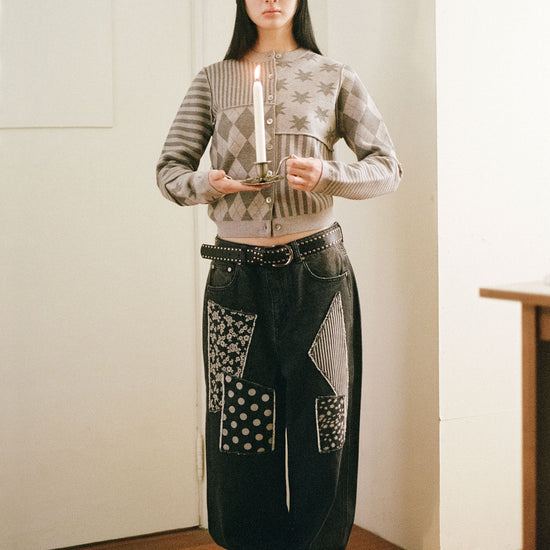 Nice Ghost Club Patchwork Knit Cardigan