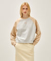 Marithé François Girbaud W BLOCK CLASSIC LOGO RAGLAN CROP SWEATSHIRT charcoal