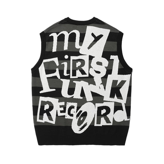 Cavish Funk Record Jacquard Knit Vest