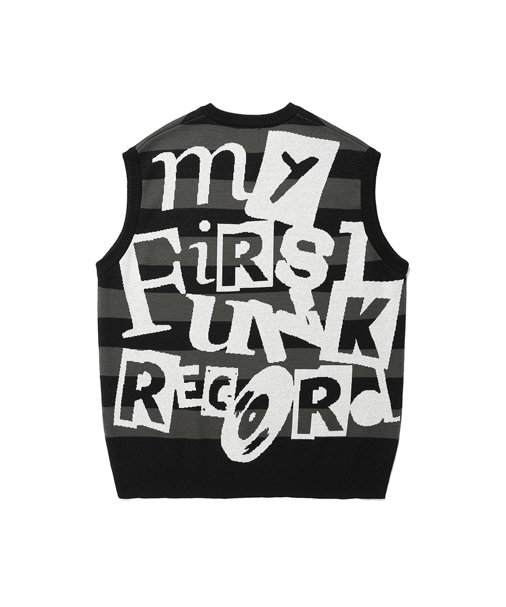 Cavish Funk Record Jacquard Knit Vest