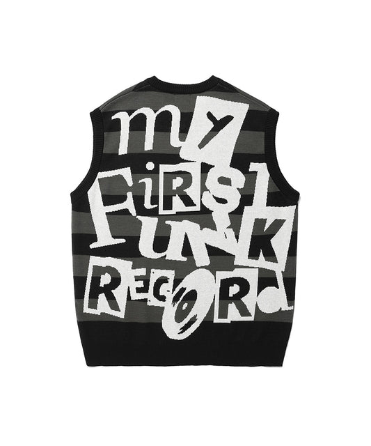 Cavish Funk Record Jacquard Knit Vest