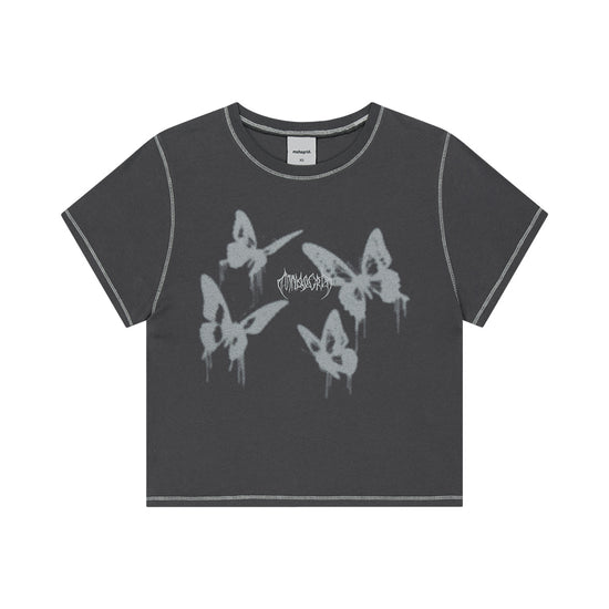 Mahagrid Pigment Butterfly Goth Crop Tee