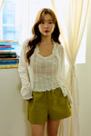 General Idea WOMAN Punching Ruffle Sleeveless Cardigan Set